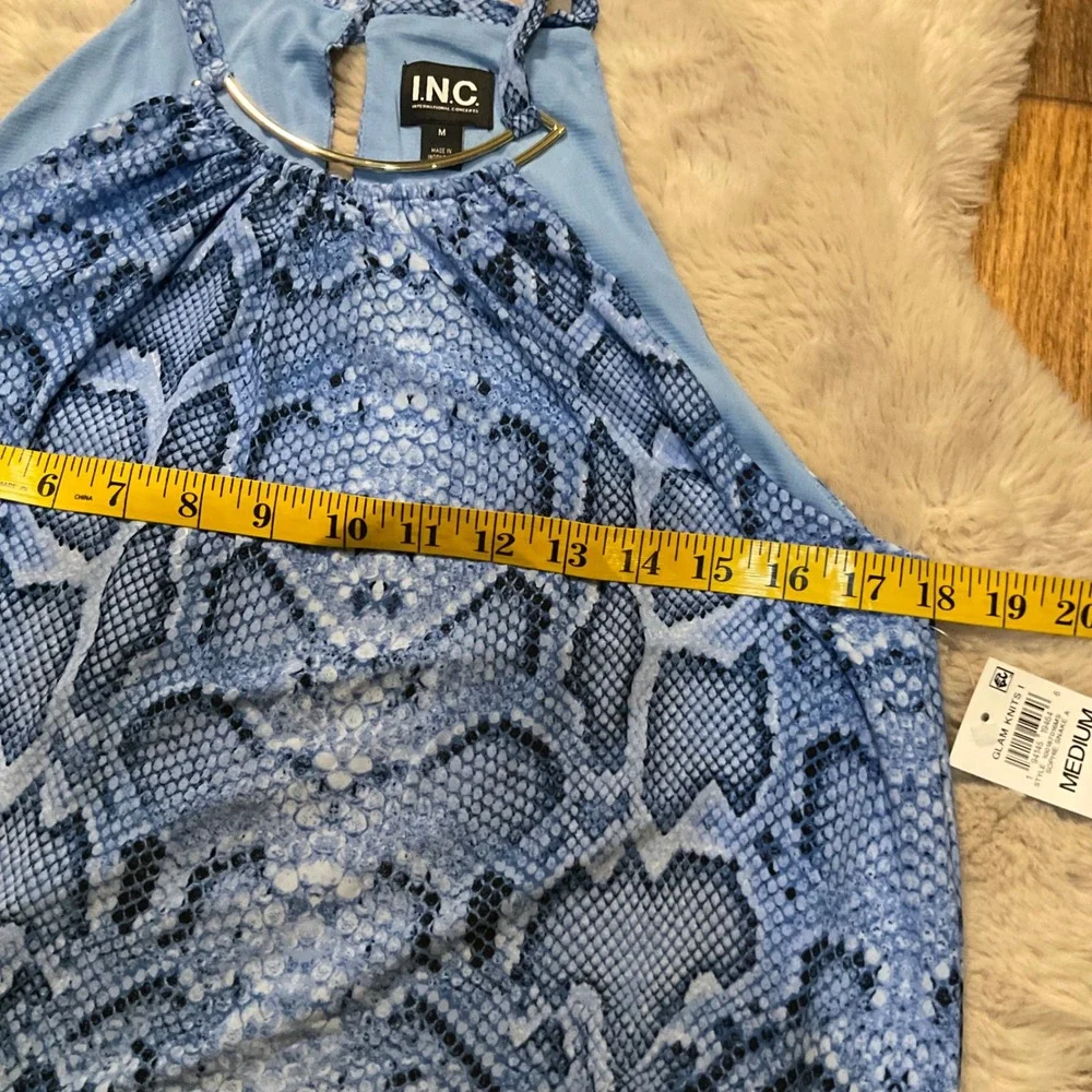 INC Sophie Snake Sleeveless Blouse Size Medium Womens Tank Blue - Picture 5 of 8